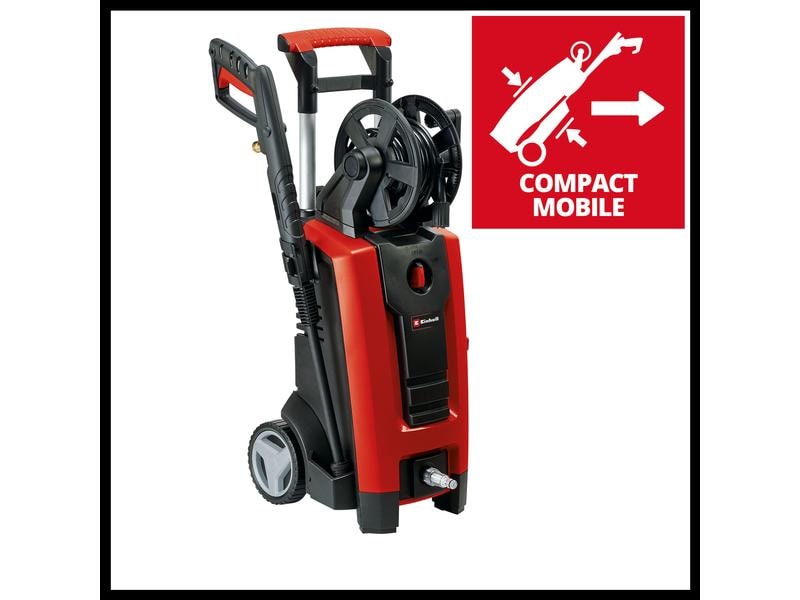 Einhell Hochdruckreiniger TE-HP 140 Expert Hochdruckreiniger mit Pistole, Druckschlauch, Lanze, rotierender Düse, Punkt- und Breitstrahldüse, Bürste, Sprühmittelbehälter und Terassenreiniger