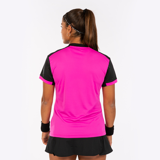 Camiseta Joma Montreal de manga curta rosa fluorescente preta