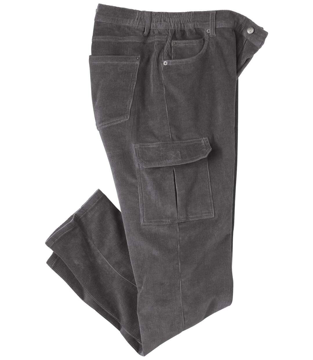 Pantalon Velours Cargo Stretch Confort Gris