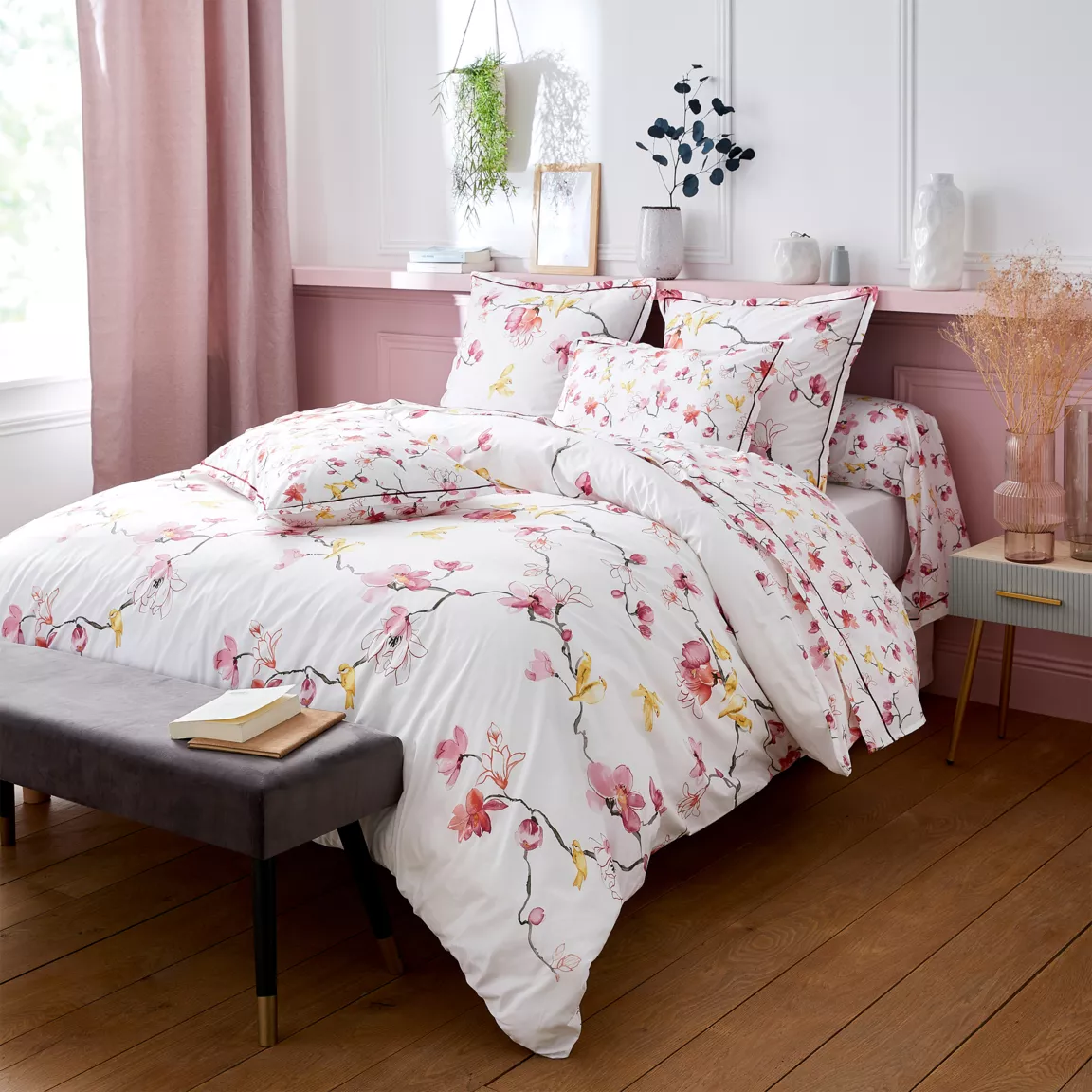 Housse de couette percale de coton (240 x 220 cm) Elisa Rose