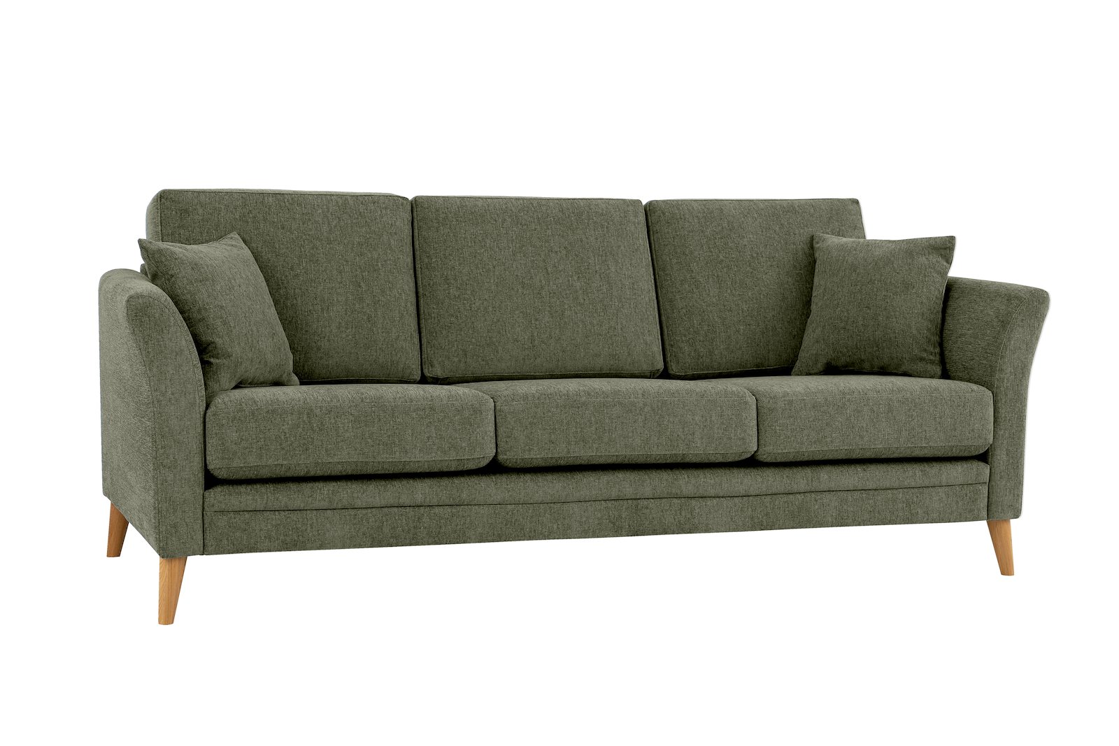 Eden 3-seter sofa Tekstil Thor 17 Green med ben i eik natur (15137).