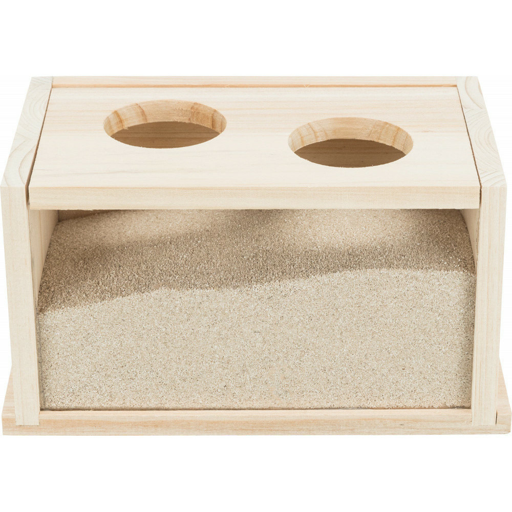 Baignoire de sable en bois pour rongeurs, 22 x 12 x 12 cm.