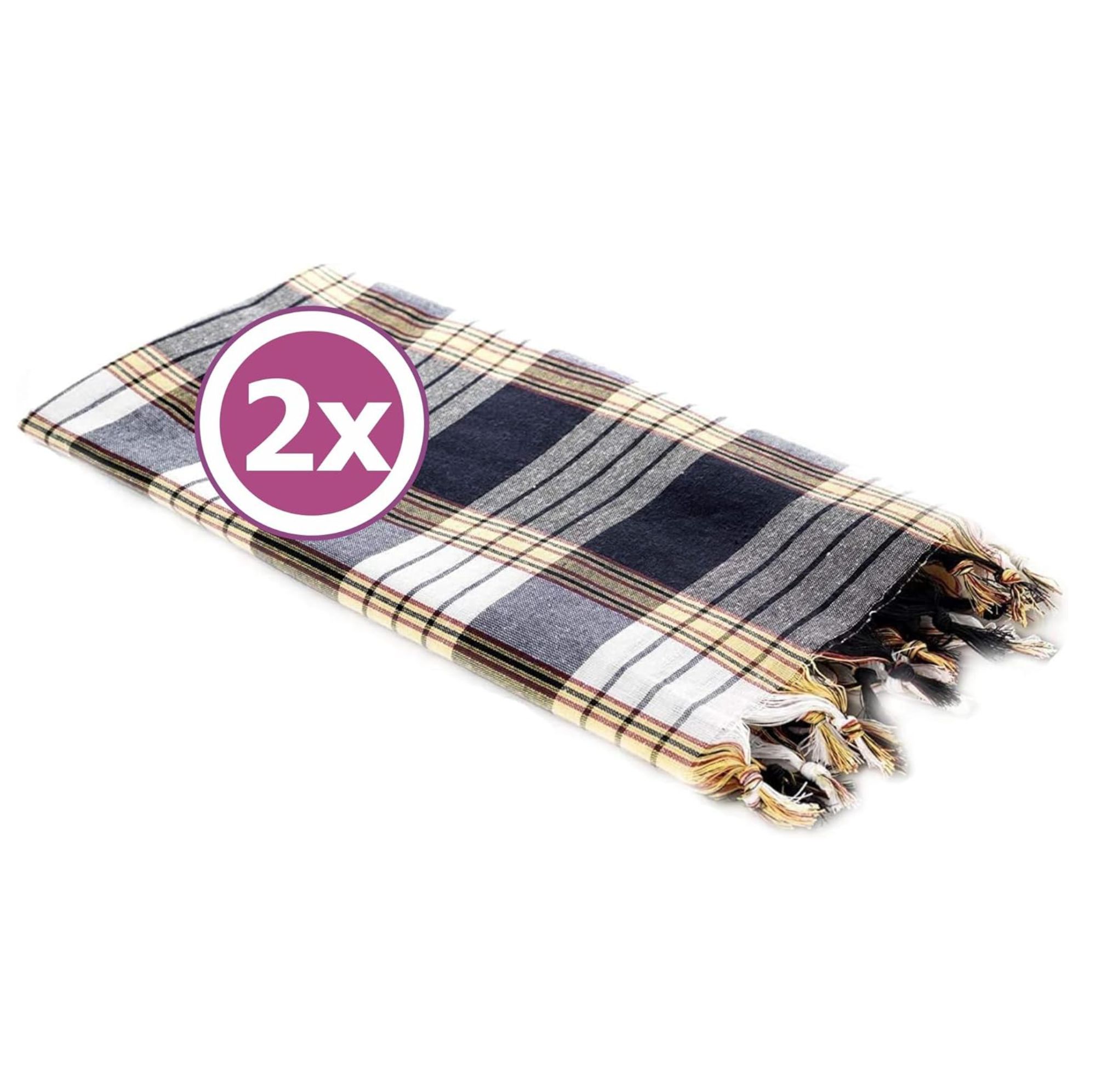 Carenesse Hamamtuch Classic Doppelpack Karo schwarz, 80 x 170 cm