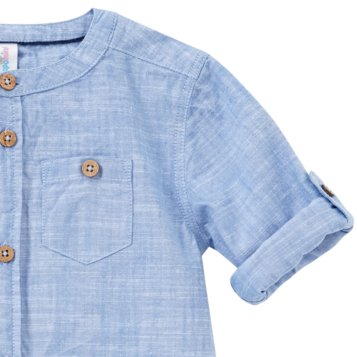 Topomini Baby Hemd aus Bio-Baumwolle hellblau