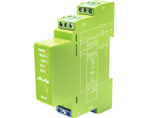 Shelly Pro Dimmer 2PM 2 kanalen Meterfunctie WLAN LAN Bluetooth DIN-rail slimme dimmer