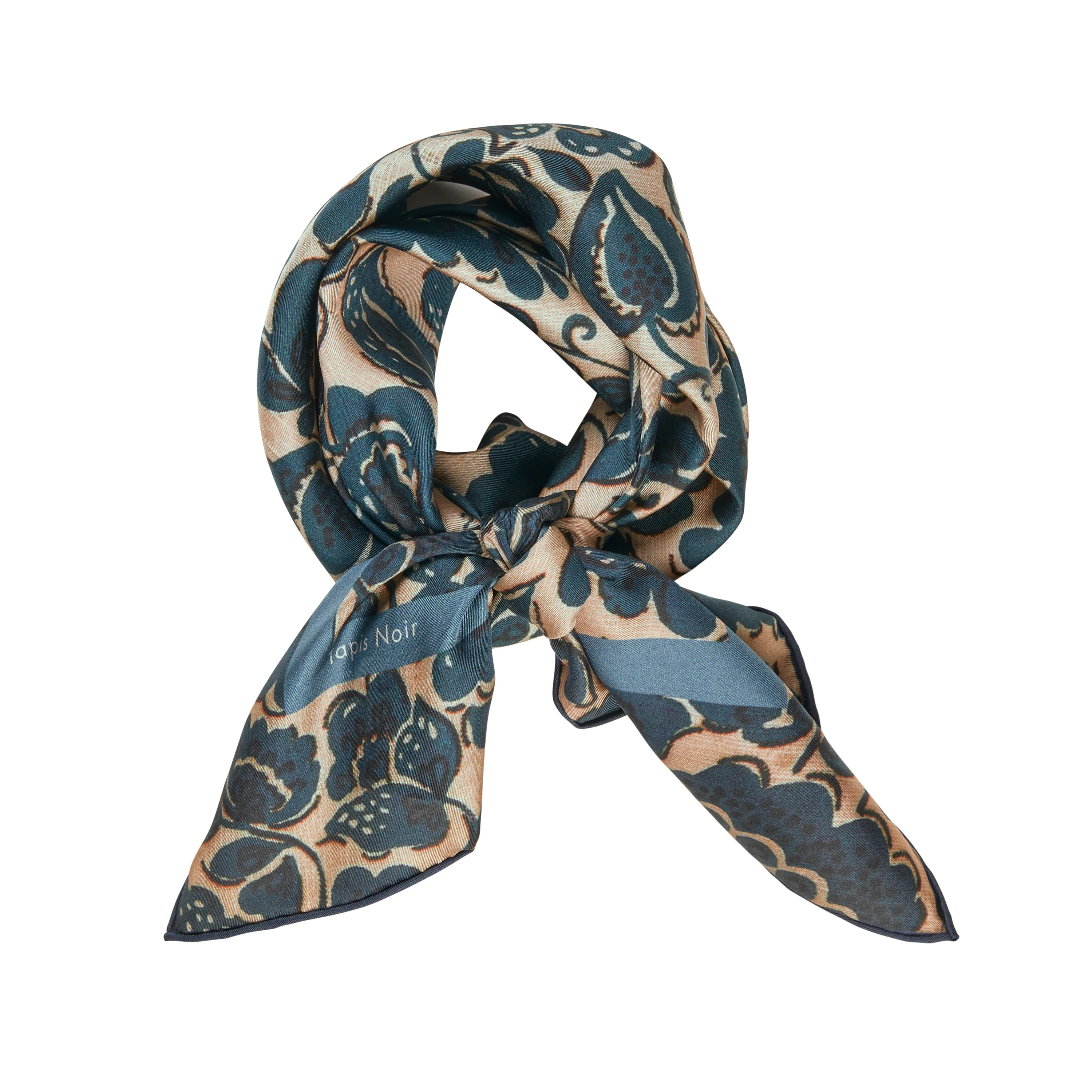 Tapis Noir  Classical Blue Flower silketørklæde - blå