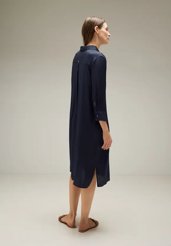 Viskose Hemdblusenkleid - deep blue