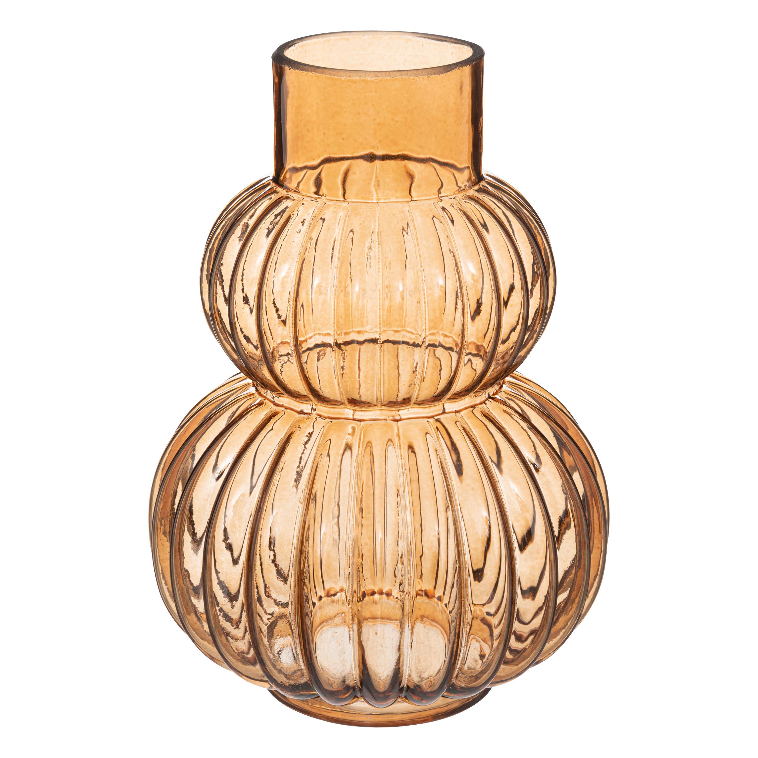 VASE STRIE VERRE RIVI AMBRE H.25.5CM