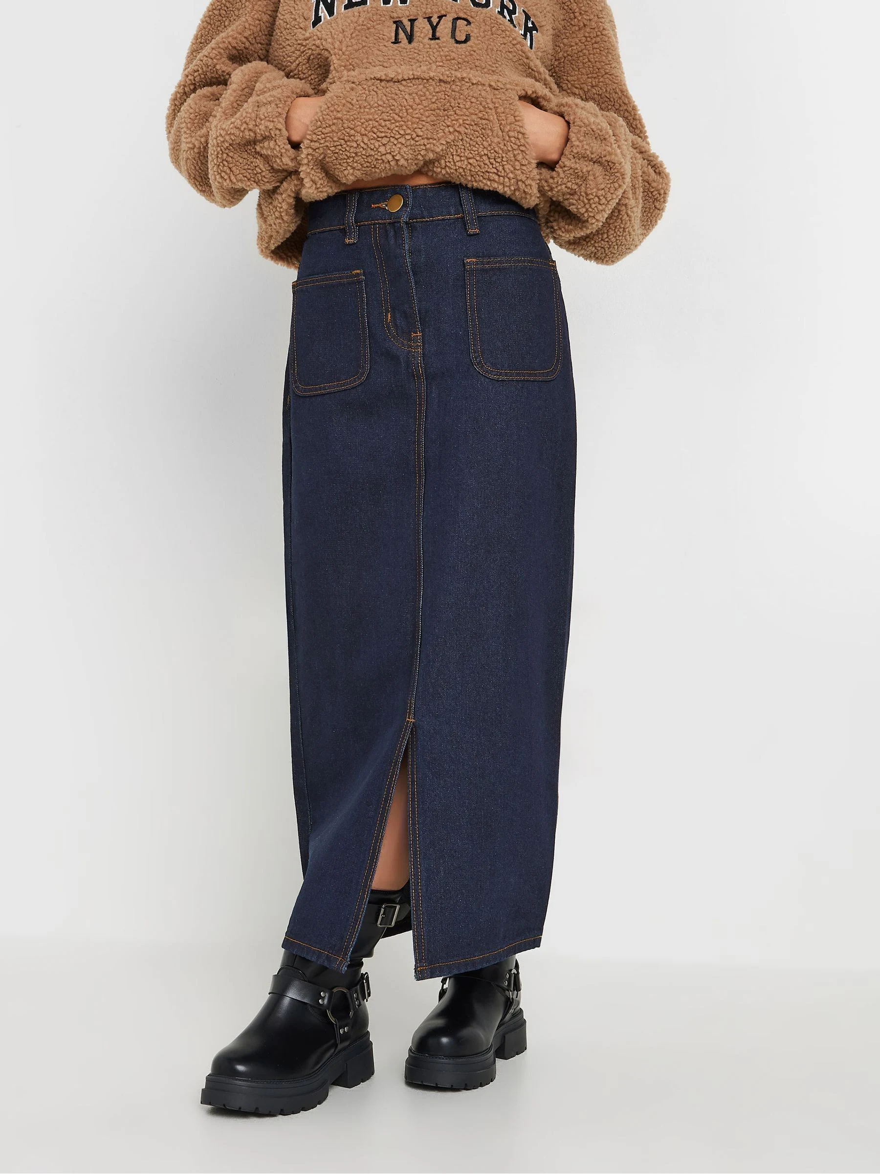 PixieGirl Petite 100% katoenen midirok met opgestikte zakken