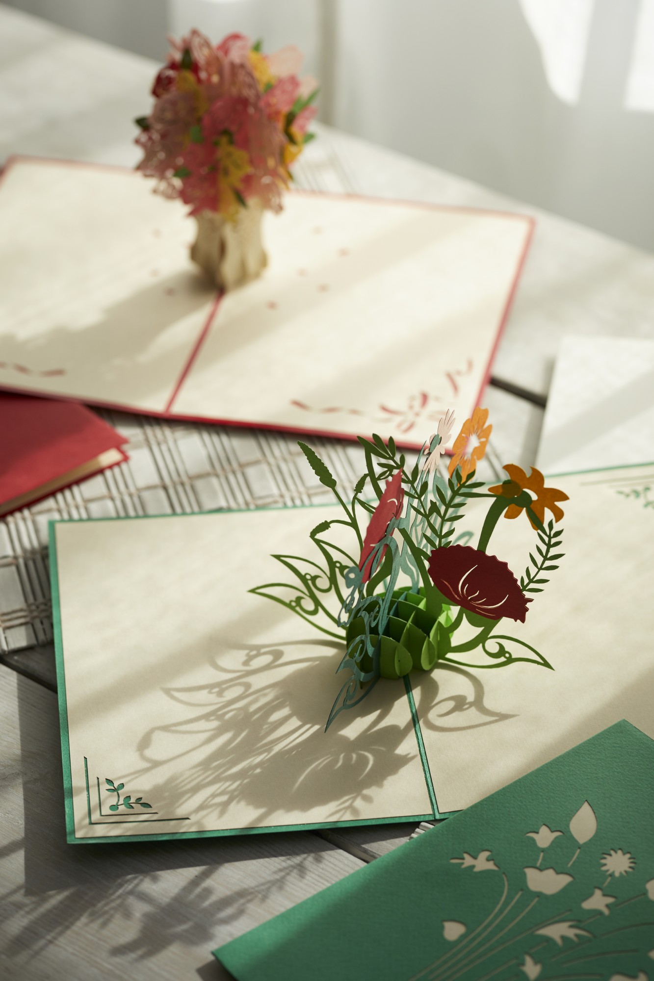 Pop-Up Karte 'Blumen', grün, L 18 cm, B 13 cm günstig bestellen