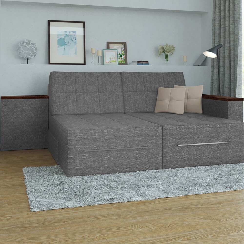 VitaliSpa Ecksofa mit Schlaffunktion 240 x 160 cm Grau -Eckcouch Sofa Couch Schlafsofa Taschenfederkern
