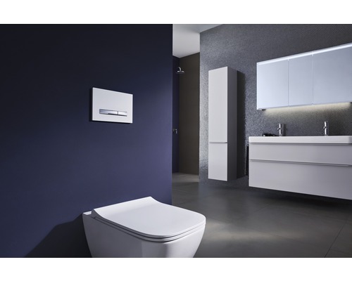 GEBERIT wandclosetset Smyle Square, randloos, glanzend wit met toiletzitting CG05030000