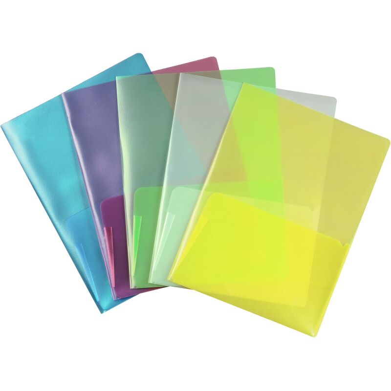 Chemise coin plastique double poches Esselte polypropylène 18/100e A4 couleurs assorties