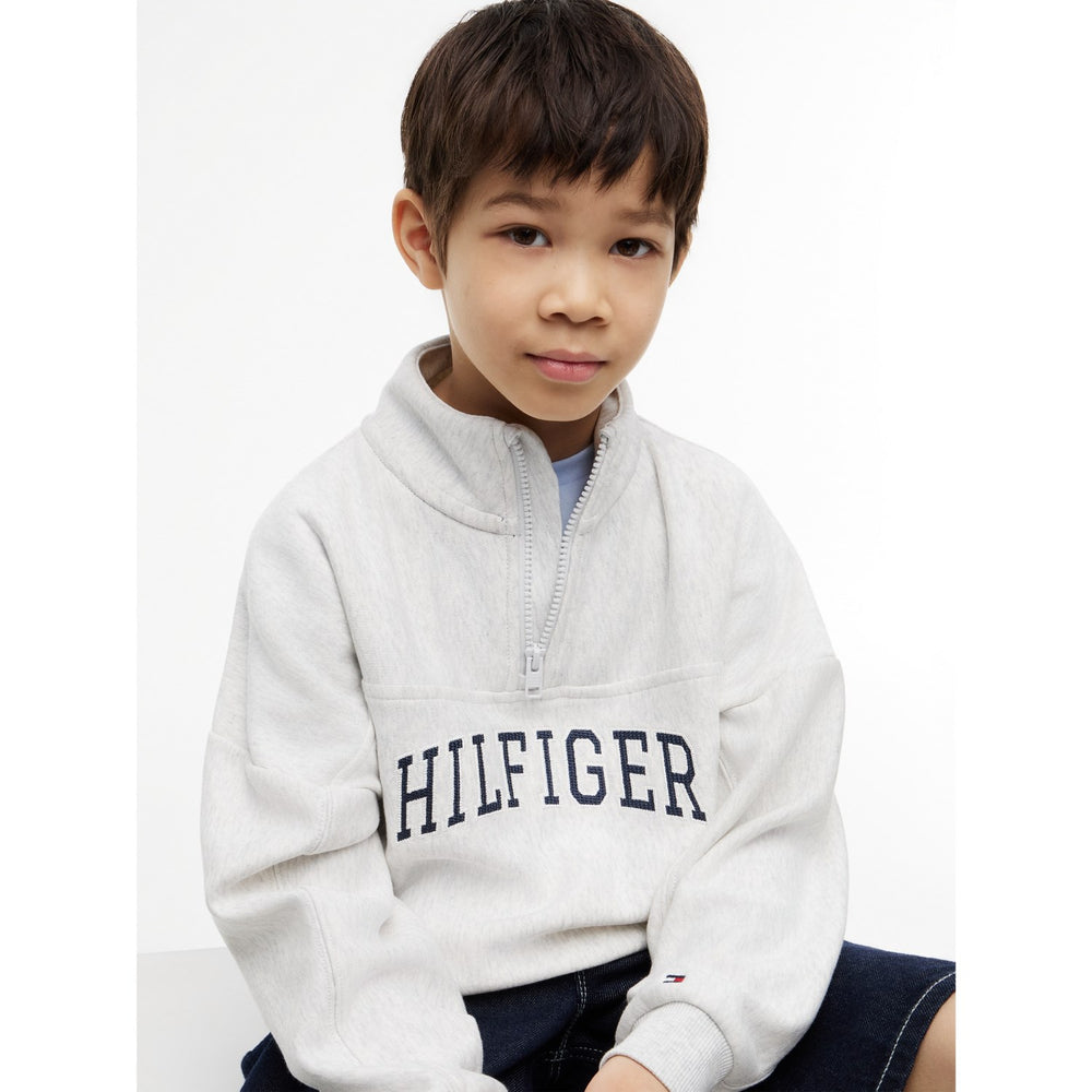 Køb Tommy Hilfiger Light Grey Heather Hilfiger Varsity Zip Sweatshirt
