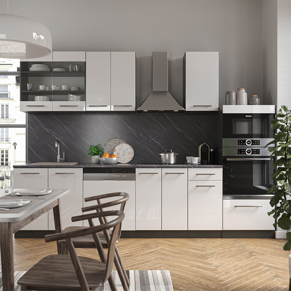 Vicco Küche Fame-Line 240 cm Küchenzeile Küchenblock Einbau Weiß Hochglanz