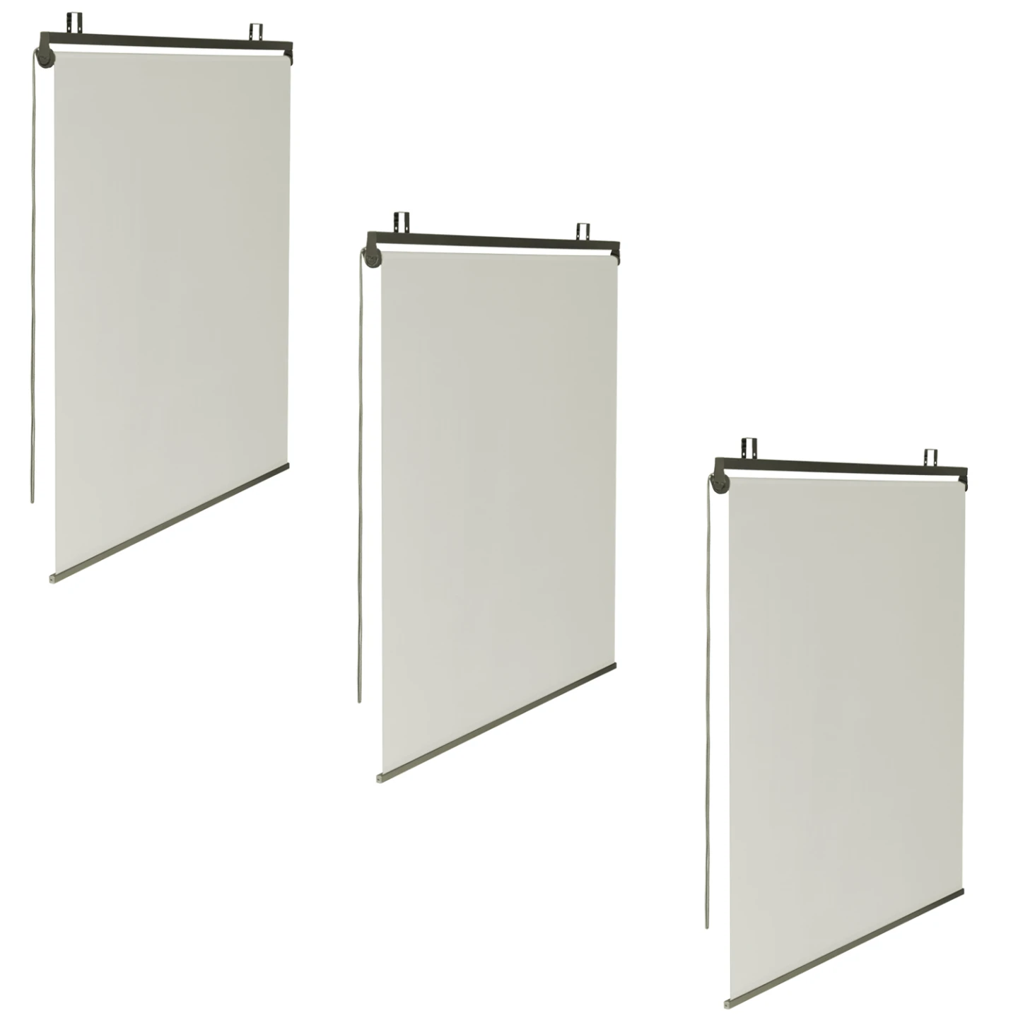 Lot de 3 stores enrouleurs L.124 x H. 225 CM pour pergola écru