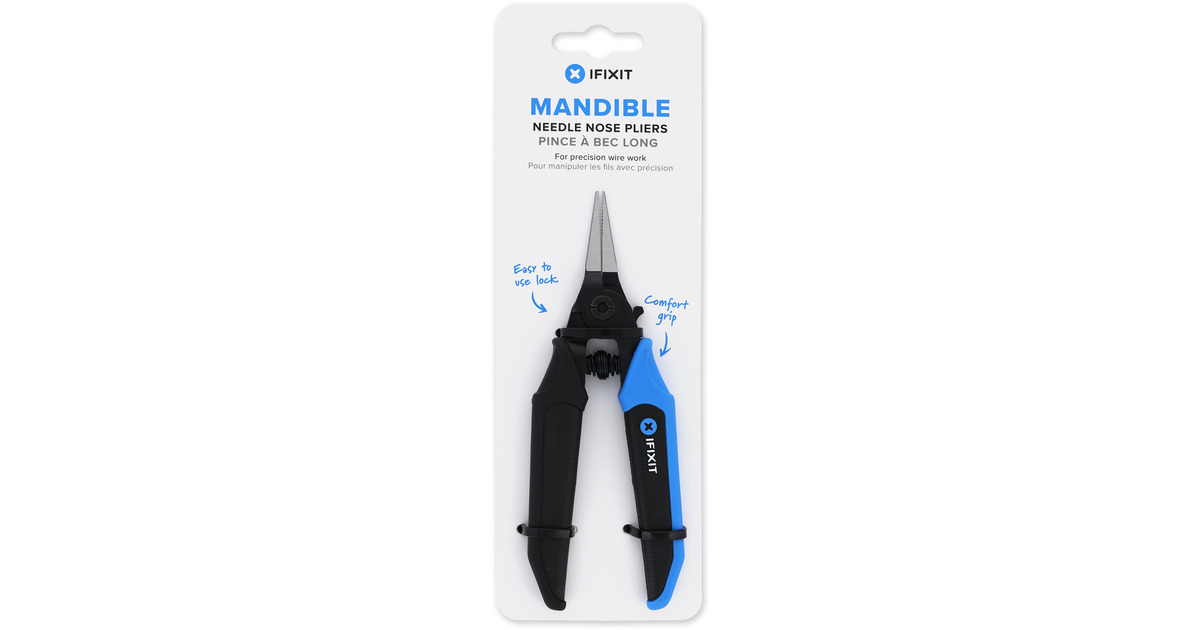 iFixitMandible Needle Nose Pliers grijptang  (Zwart/blauw)