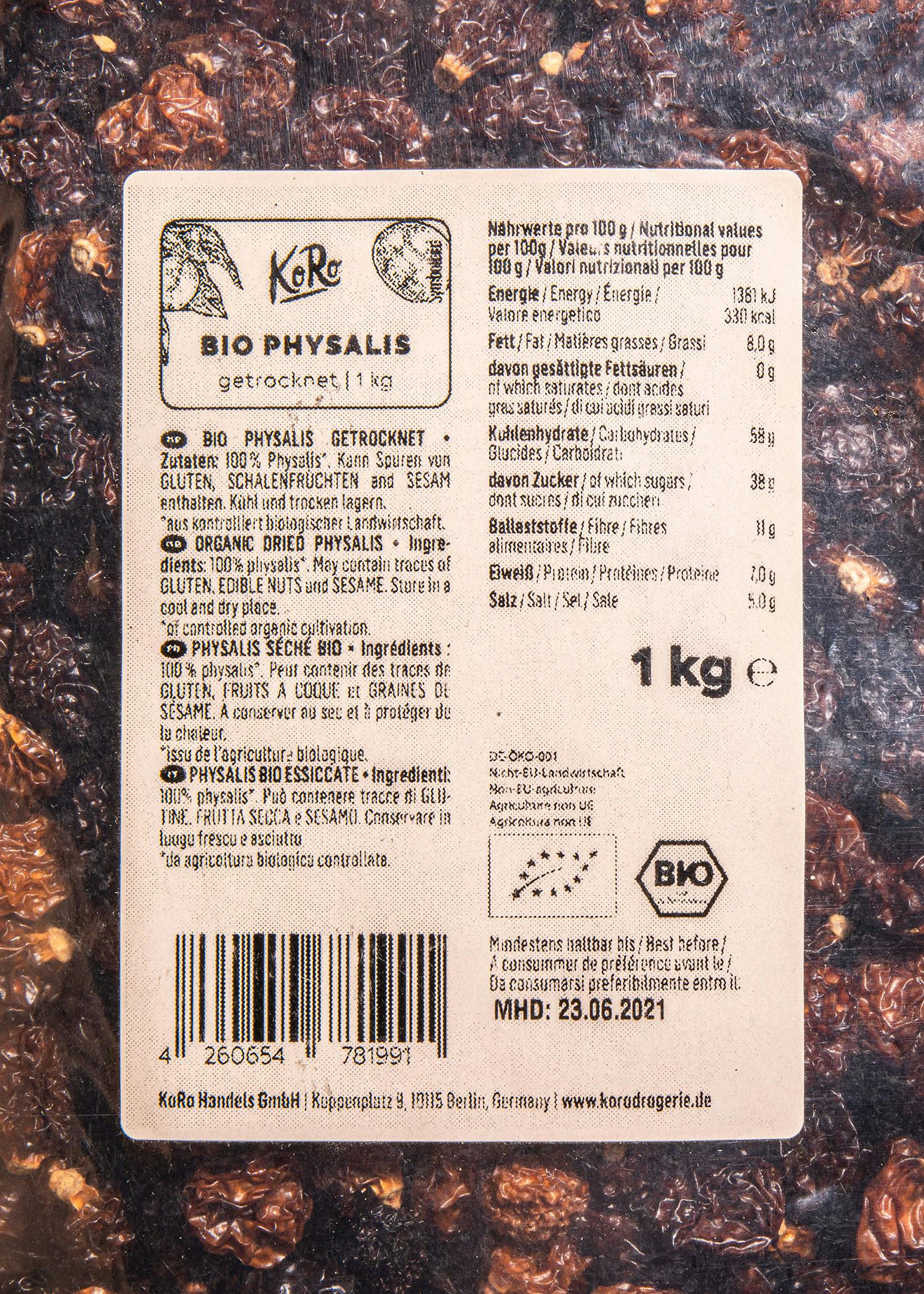 Getrocknete Bio Physalis 1 kg