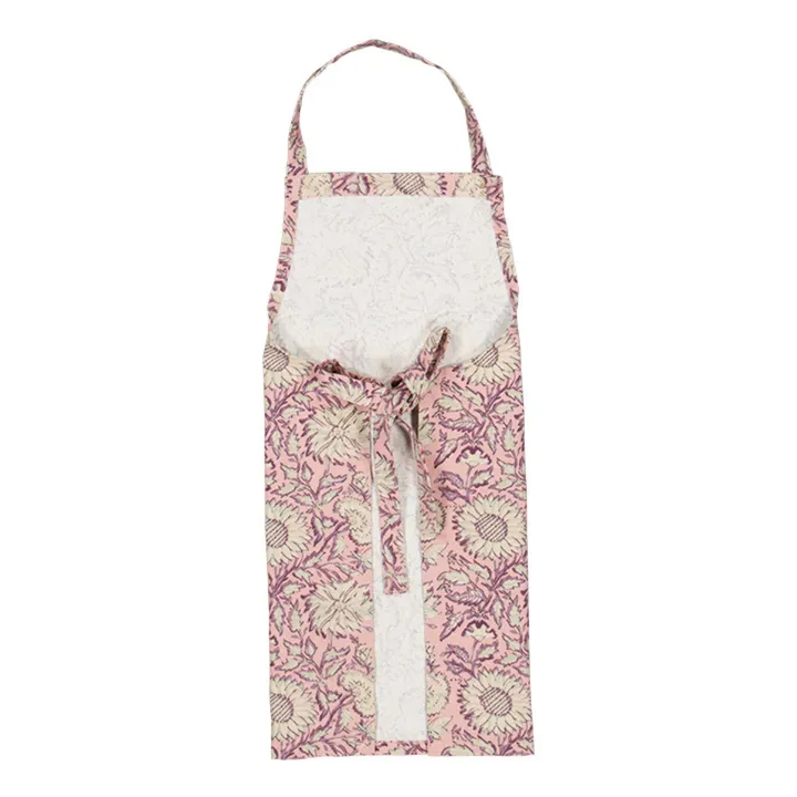 Louise Misha Tablier Eve en coton bio | Rose