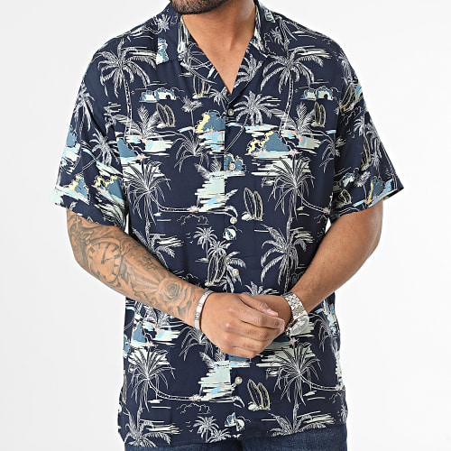 Chemise Manches Courtes Tropic Bleu Marine Floral