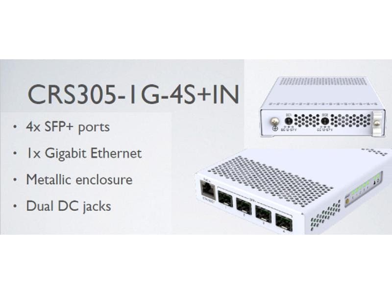 MikroTik SFP Switch CRS305-1G-4S IN 5 Port Desktop-Switch mit fünf Ports, einem Gigabit-Ethernet-Port und vier SFP  10Gbps-Ports