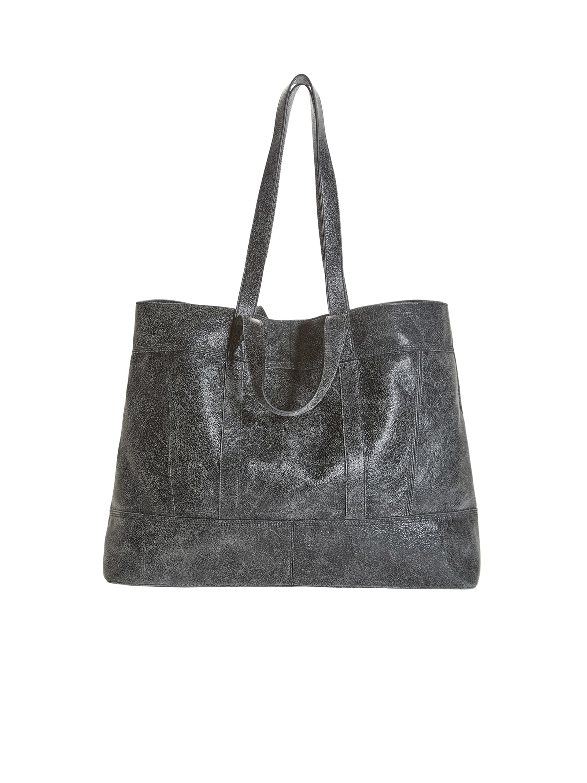bolsa tote de couro craquelado