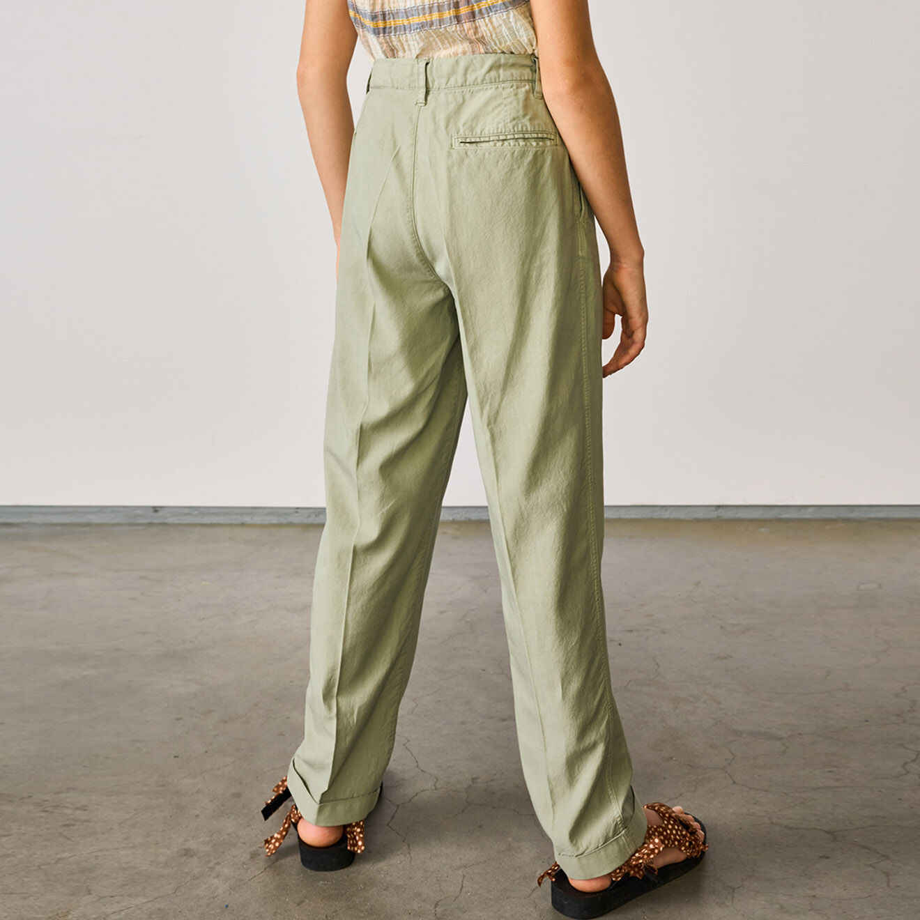 Bellerose Pantalon Peace en Coton mélangé vert clair