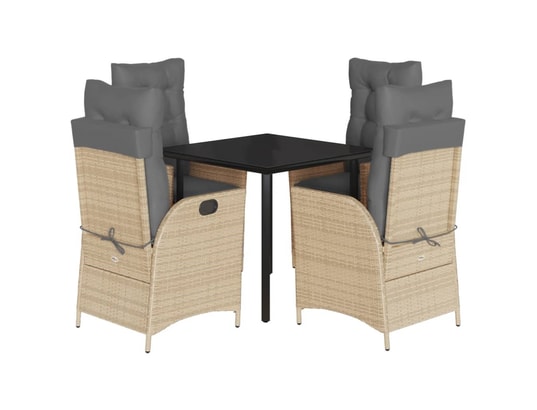 VIDAXL - Ensemble table et chaises Ensemble à manger de jardin avec coussins 5pcs beige poly ro...
