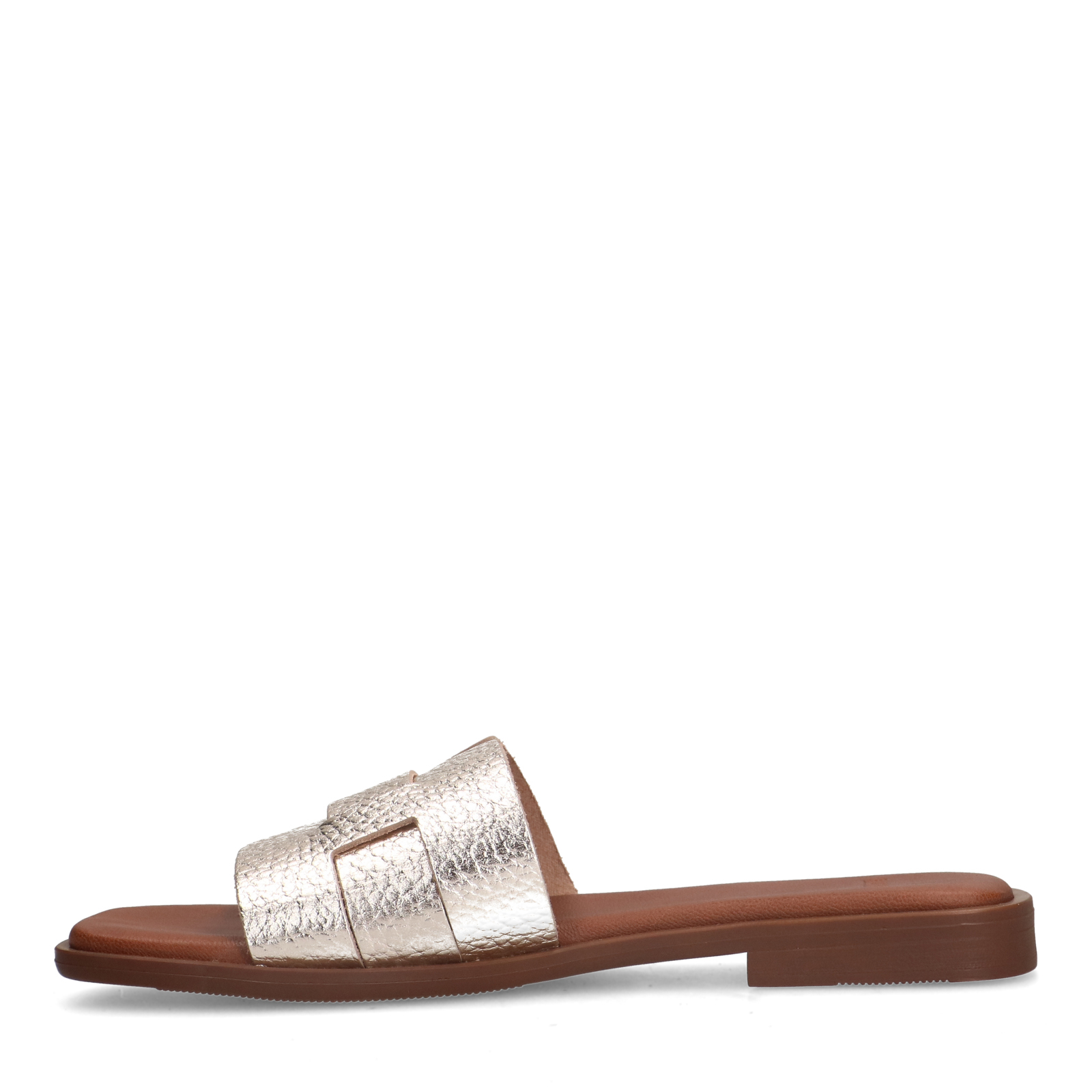 Gouden leren gevlochten slippers