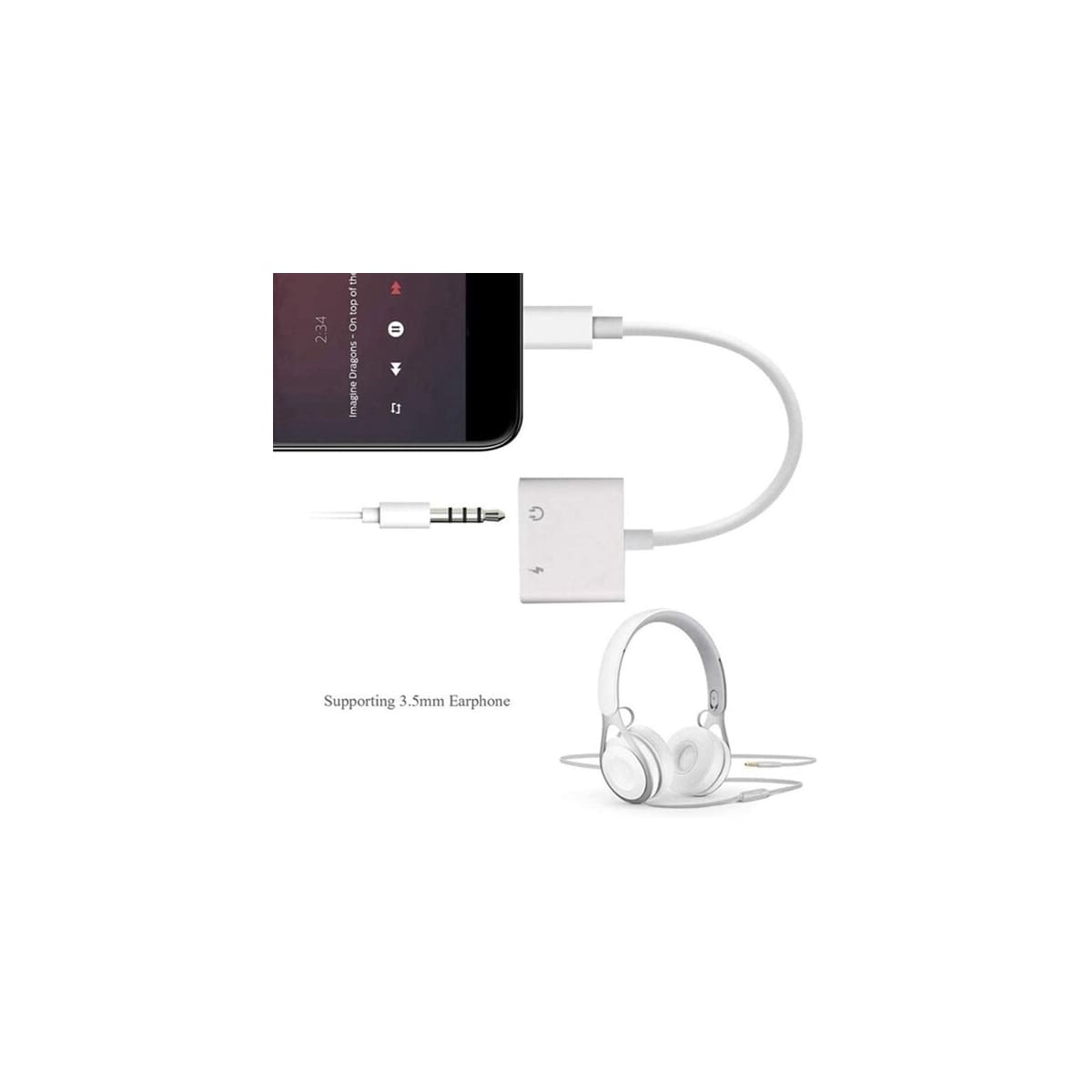 Lade & Hodetelefonadapter Lightning + 3,5mm til Ligtning