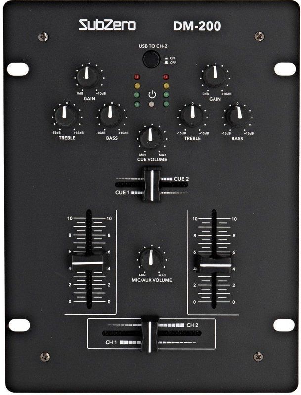 SubZero DM-200 - 2-Kanaals DJ-Mixer - USB