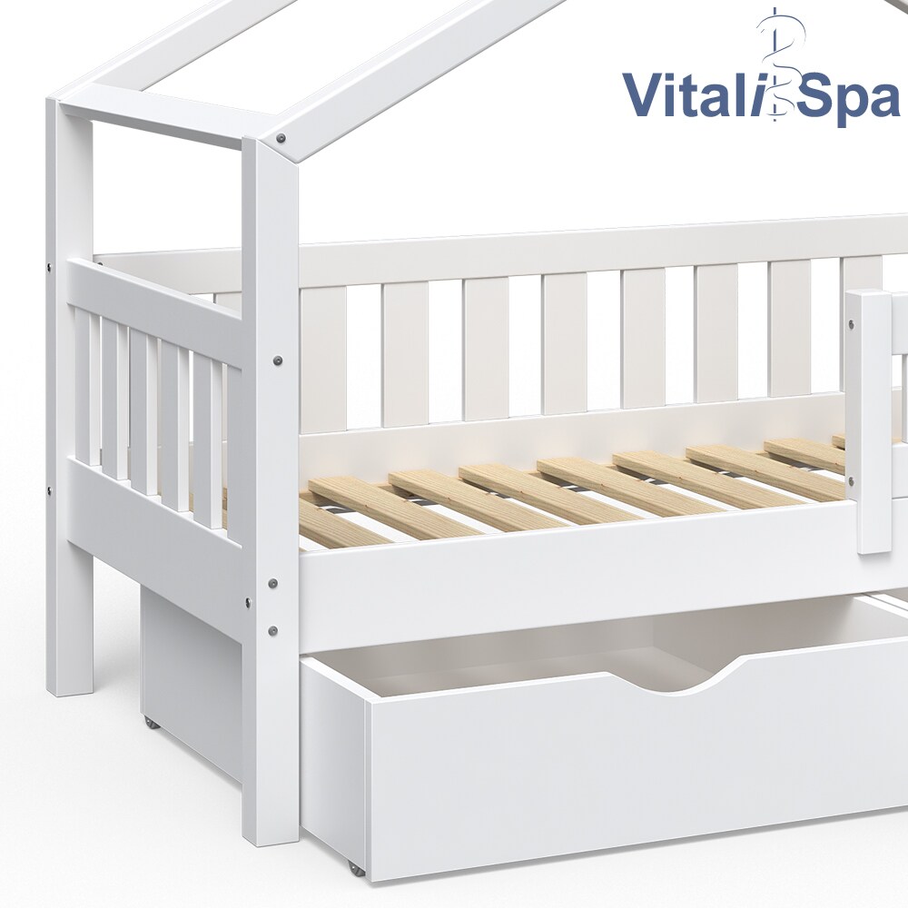 VitaliSpa Design Kinderbett 160x80 Babybett Jugendbett 2 Schubladen Lattenrost