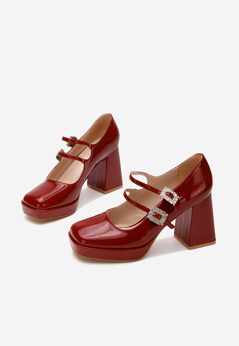 Chaussures à talon épais rouges Elany