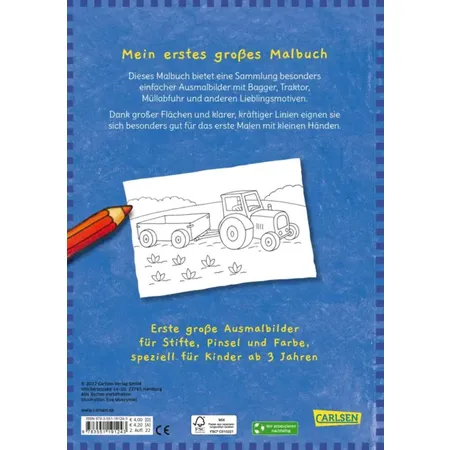 Carlsen Verlag Mein erstes großes Malbuch: Große Fahrzeuge