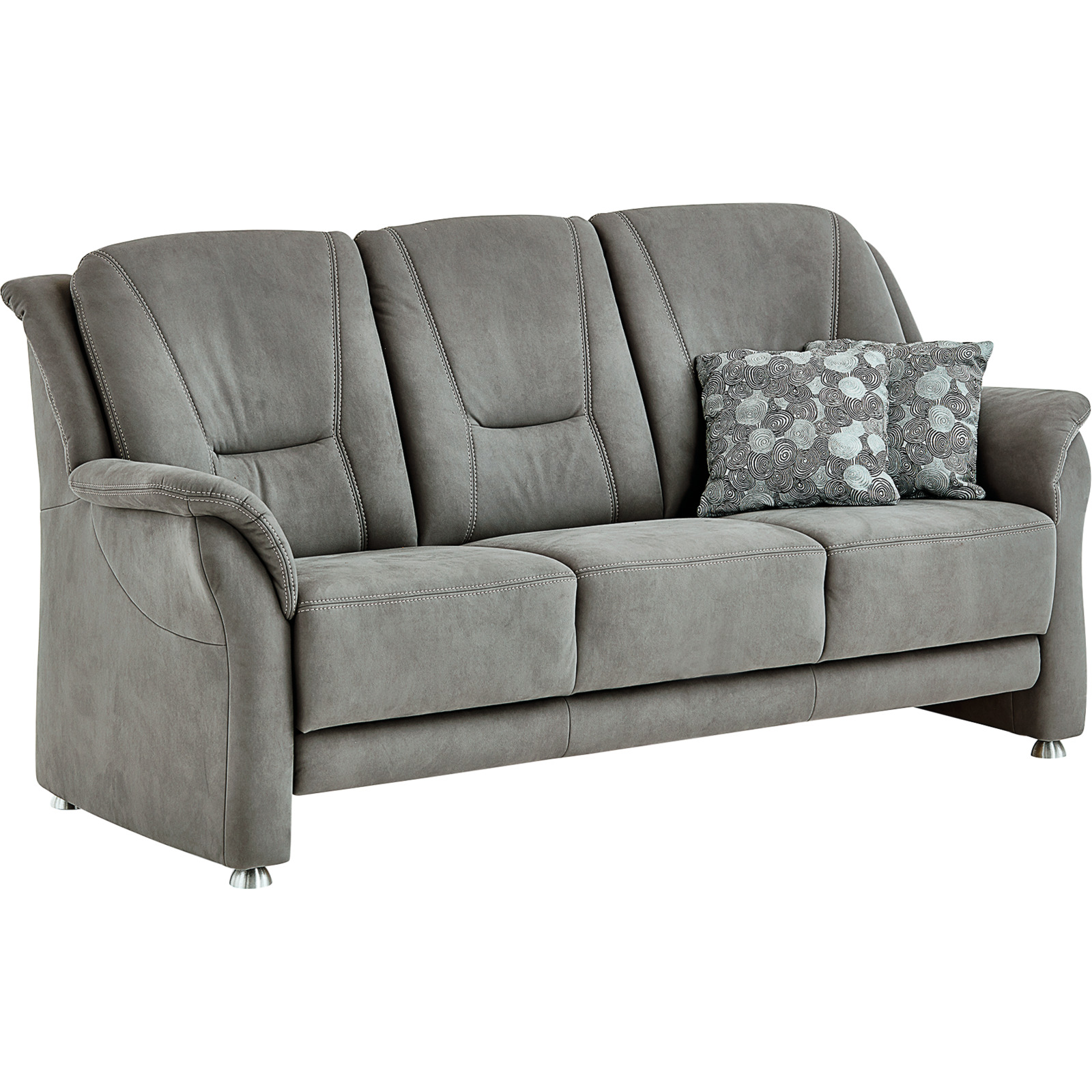 3er-Sofa Mainz Stoff grau, Federkern-Polsterung