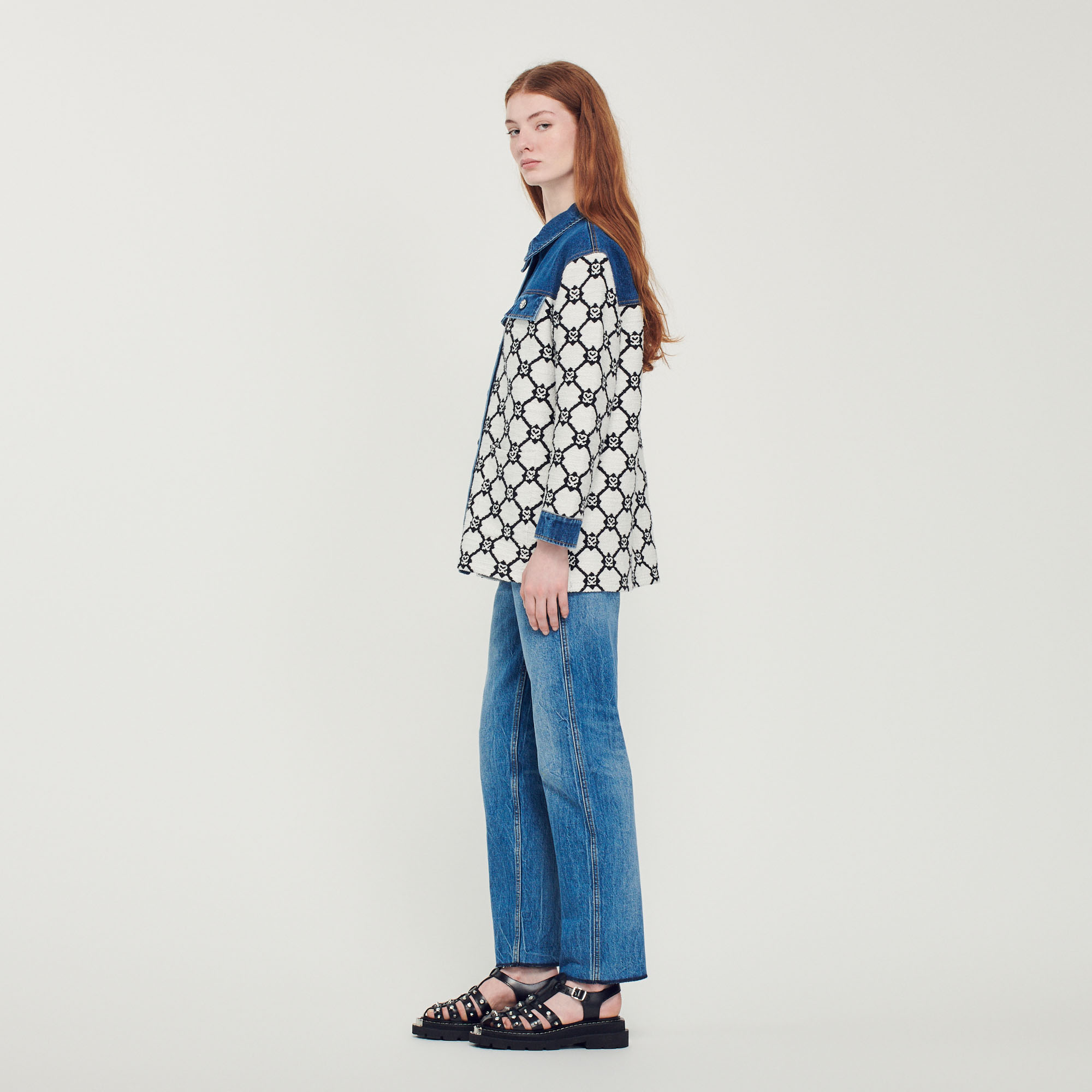 Cardicoat en maille et denim