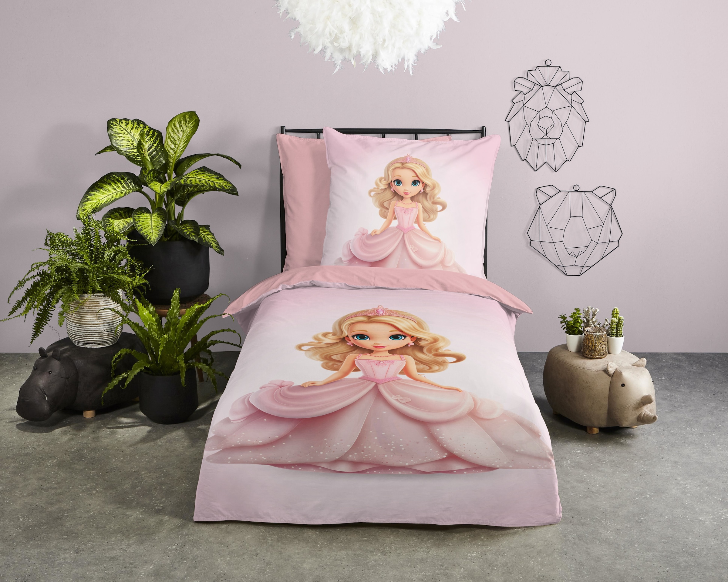 PURE luxury collection Kinderbettwäsche »Bellas« 2 Stk. tlg. Mikrofaser, 135x200, 2 Teilig, Wendeoptik, Kind, Mädchen, Prinzessin
