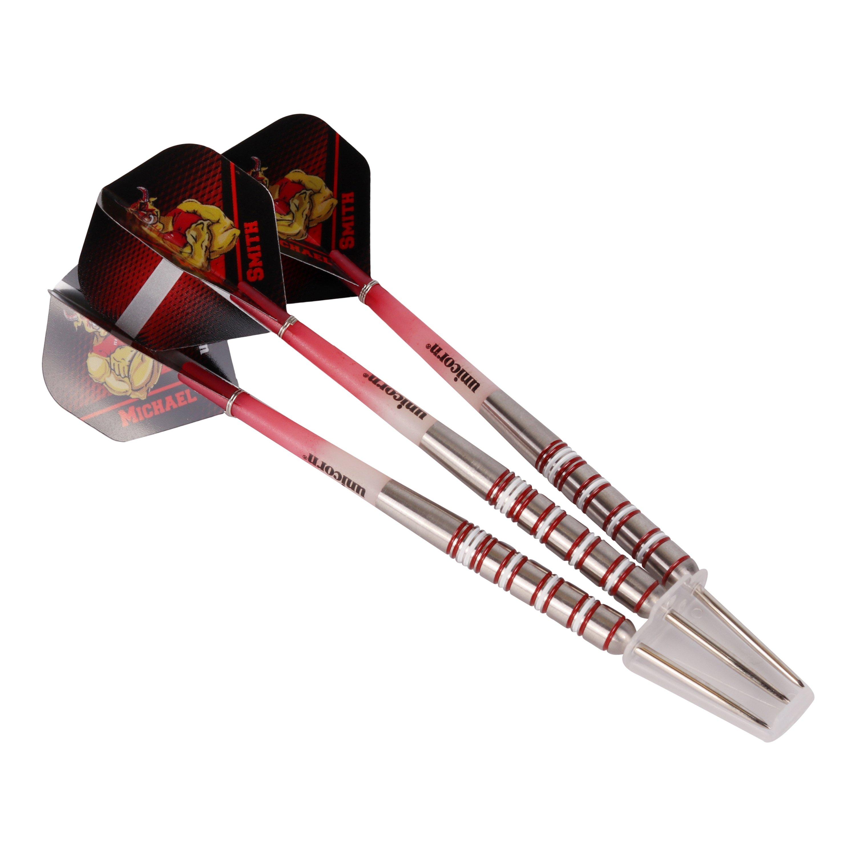 Unicorn Darts Steel Tip Darts Set | Level 4 | James 'The Machine' Wade | Tungsten Barrels with Black and Red Rings