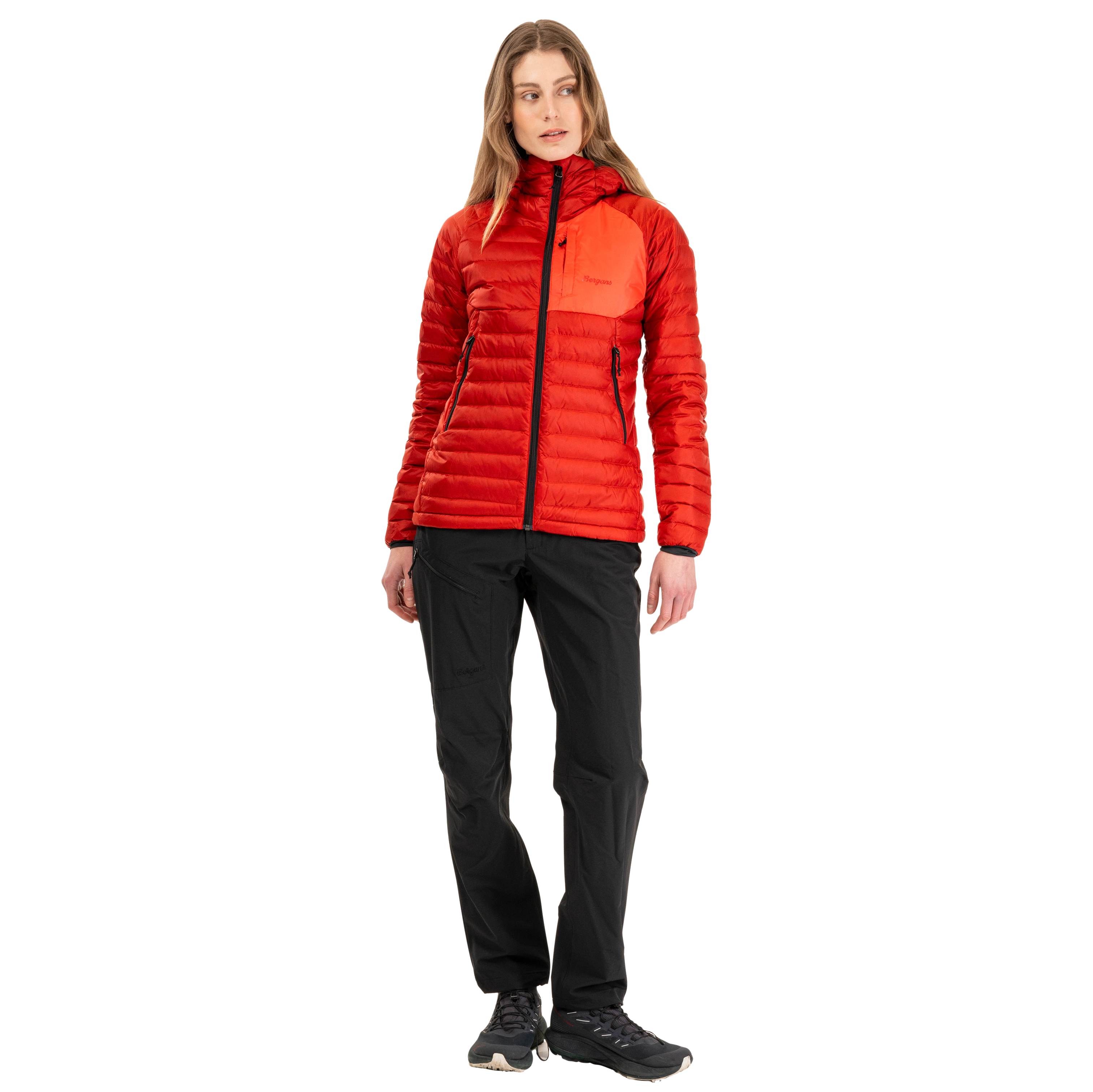 Vaagaa Light Down Jacket Hood Women Crimson Red / Peachy Red