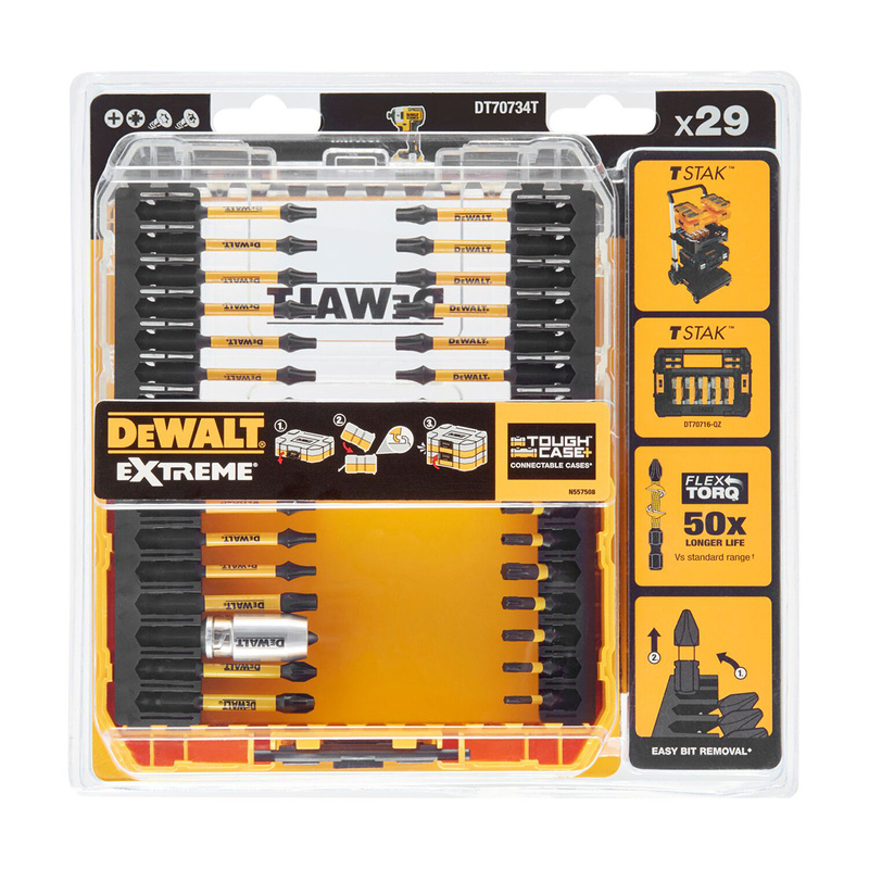 DeWALT DT70734T-QZ FLEXTORQ slagbitset in Tough Case 29-delig