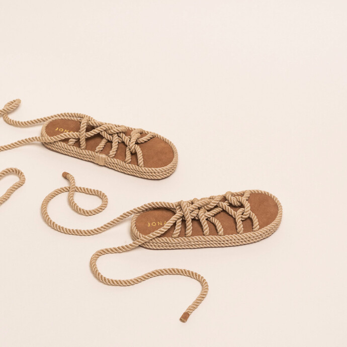 Sandales à nouer  en corde beige
