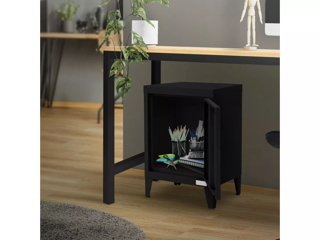 Armoire de classement noir en acier 40x30x57,5cm table de chevet stockage outils