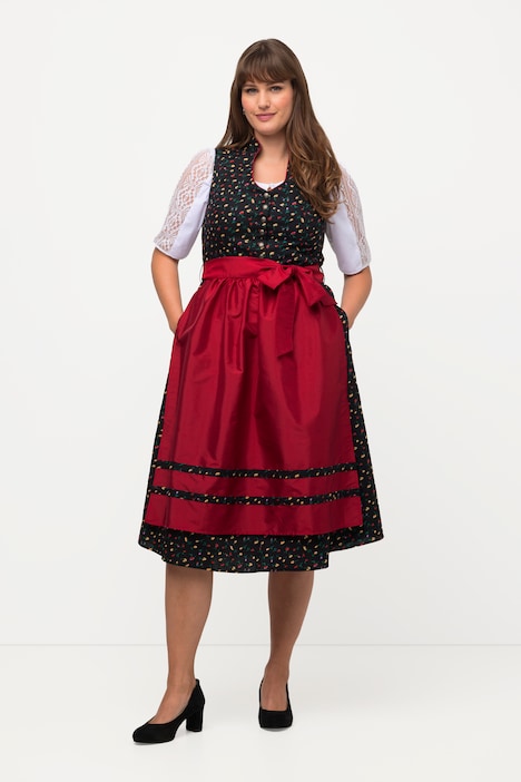 Dirndl, Blüten, Schmuckknöpfe, V-Ausschnitt, ärmellos