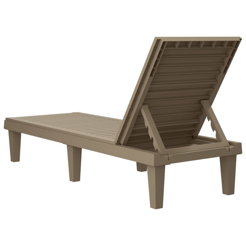 Transat chaise longue bain de soleil lit de jardin terrasse meuble d'extérieur marron clair 155 x 58 x 83 cm polypropylène 02