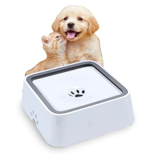 Tigela flutuante Edipets branca, antiderrapante e anti-respingos para cães.