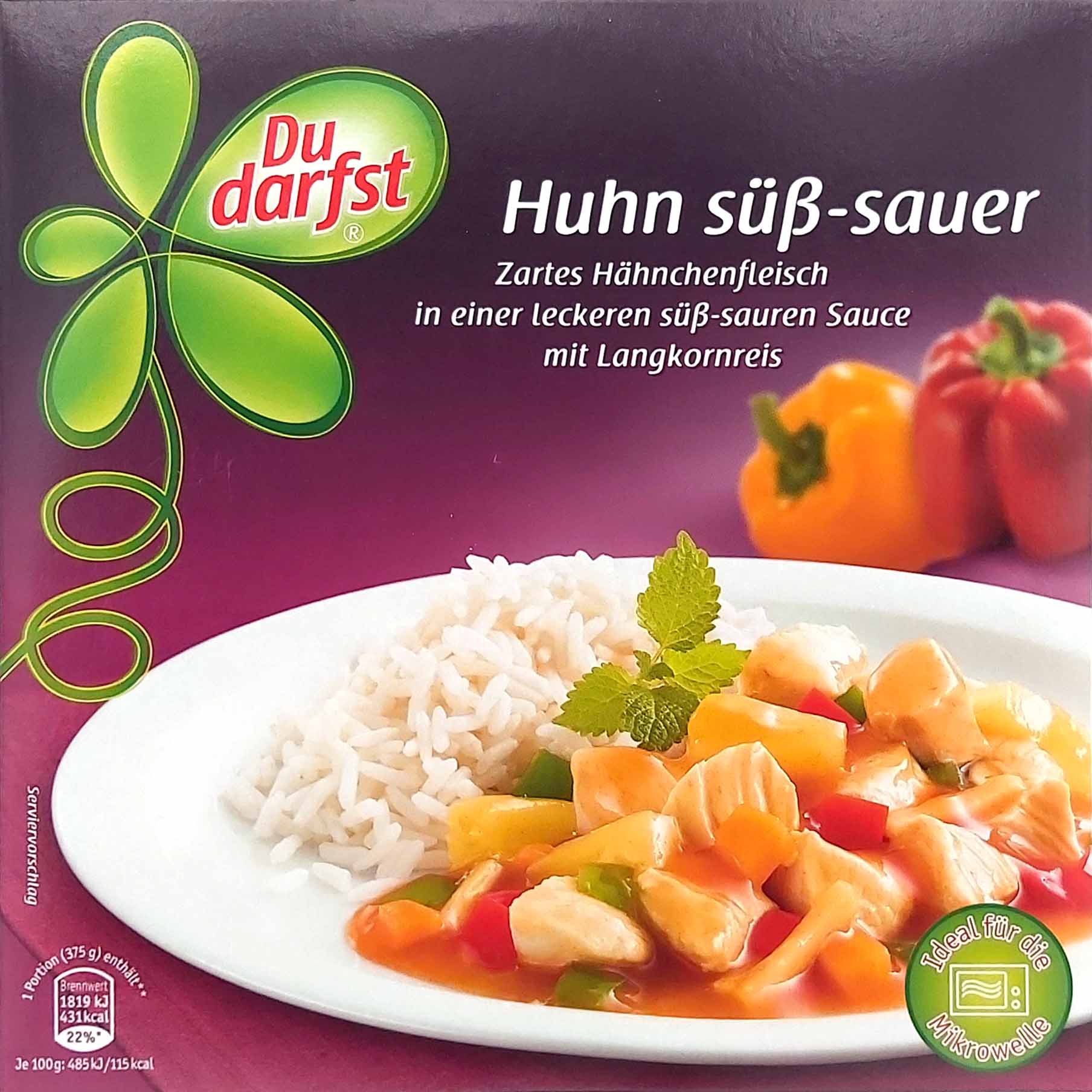 Du Darfst Fertiggericht Huhn süß-sauer mit Langkornreis 375g MHD:6.11.25