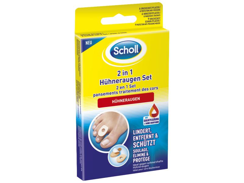 Scholl Pflaster 2 in 1 Hühneraugen Set Komplettlösung für Hühneraugen