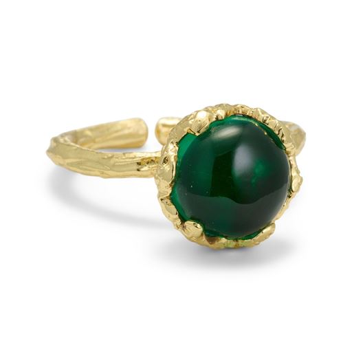 Pure By Nat Natursten Ring, Gold Plated Green