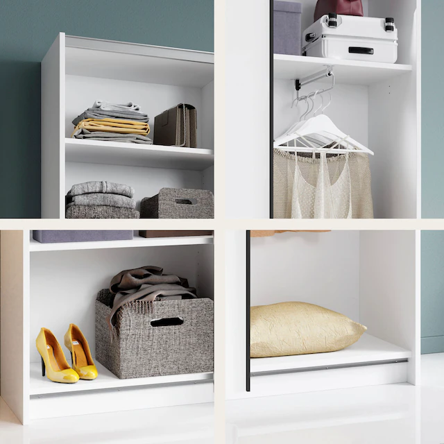 Schlafkontor Schwebetürenschrank »Heimo/Fast Schrank Kleiderschrank Garderobe« geringe Tiefe, ausziehbarer Kleiderstange, Garderobenschrank, 6 Böden