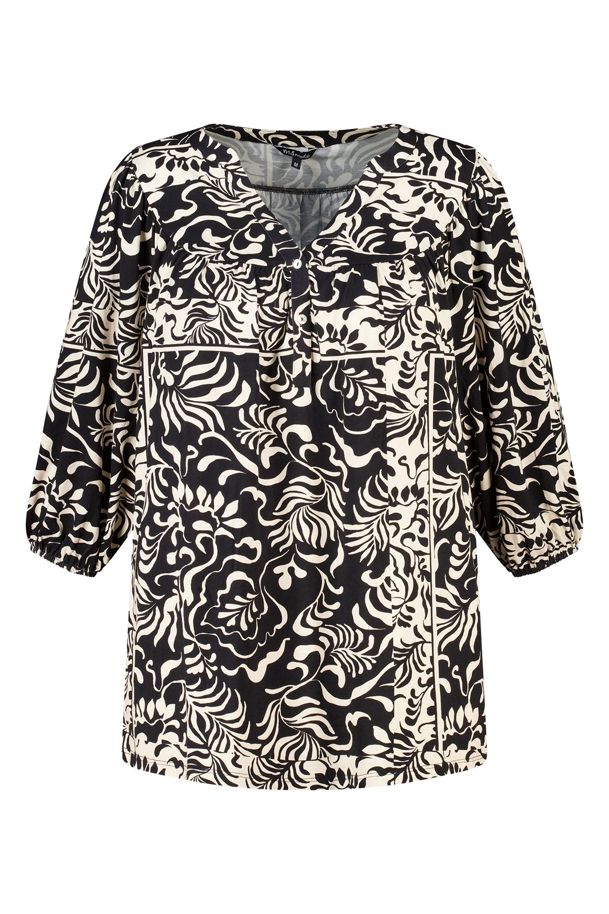 Jersey top met print Multi zwart-wit